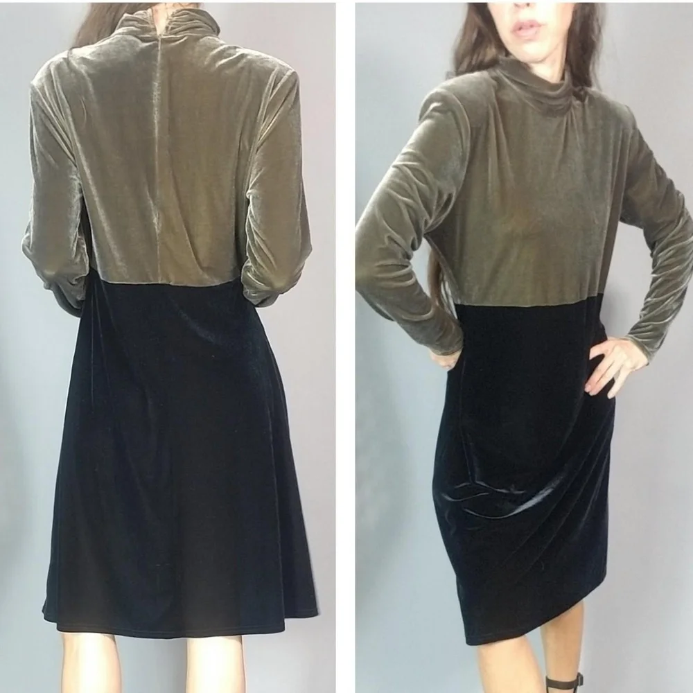 ❌️sold❌️Vintage 90s Velveteen Dress M L - Picture 5 of 7